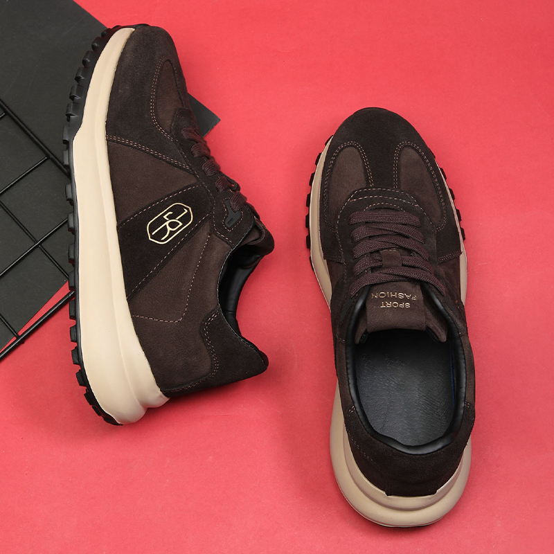 冬季翻毛皮轻厚底增高阿甘鞋男