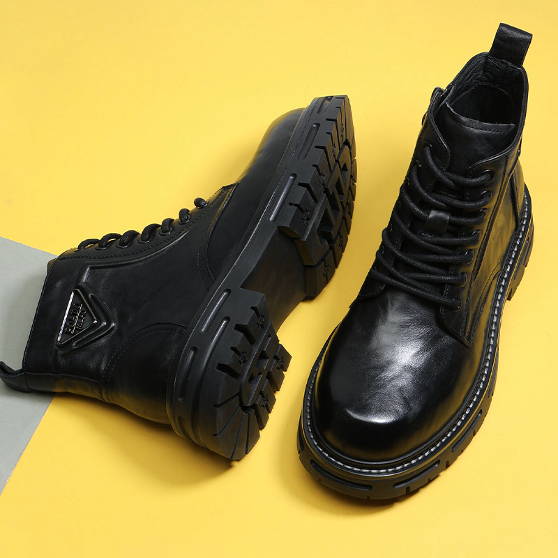 马丁靴男鞋头层牛皮厚底时尚
