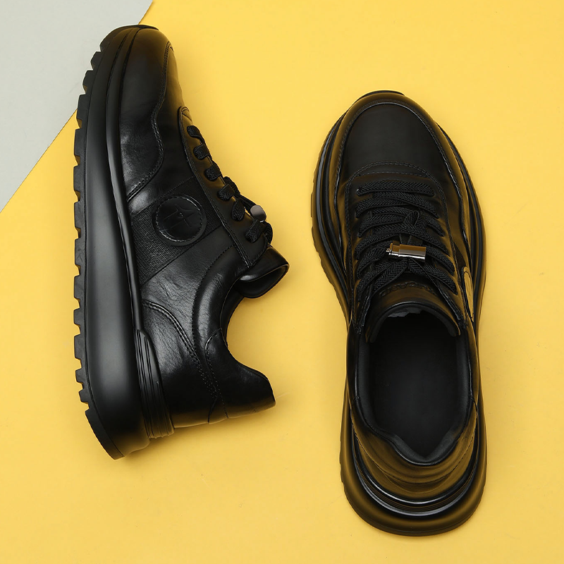 头层牛皮运动皮鞋轻便软增高舒适