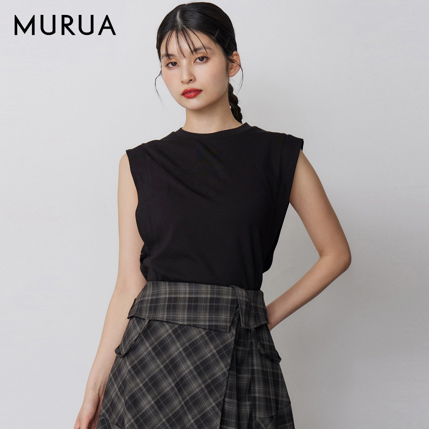 MURUA26夏季新品日系T恤设计感小众飞袖无袖上衣女0126227051