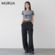 MURUA25夏季 0125307053 休闲裤 新品 通勤宽松高腰白边垂感阔腿西装