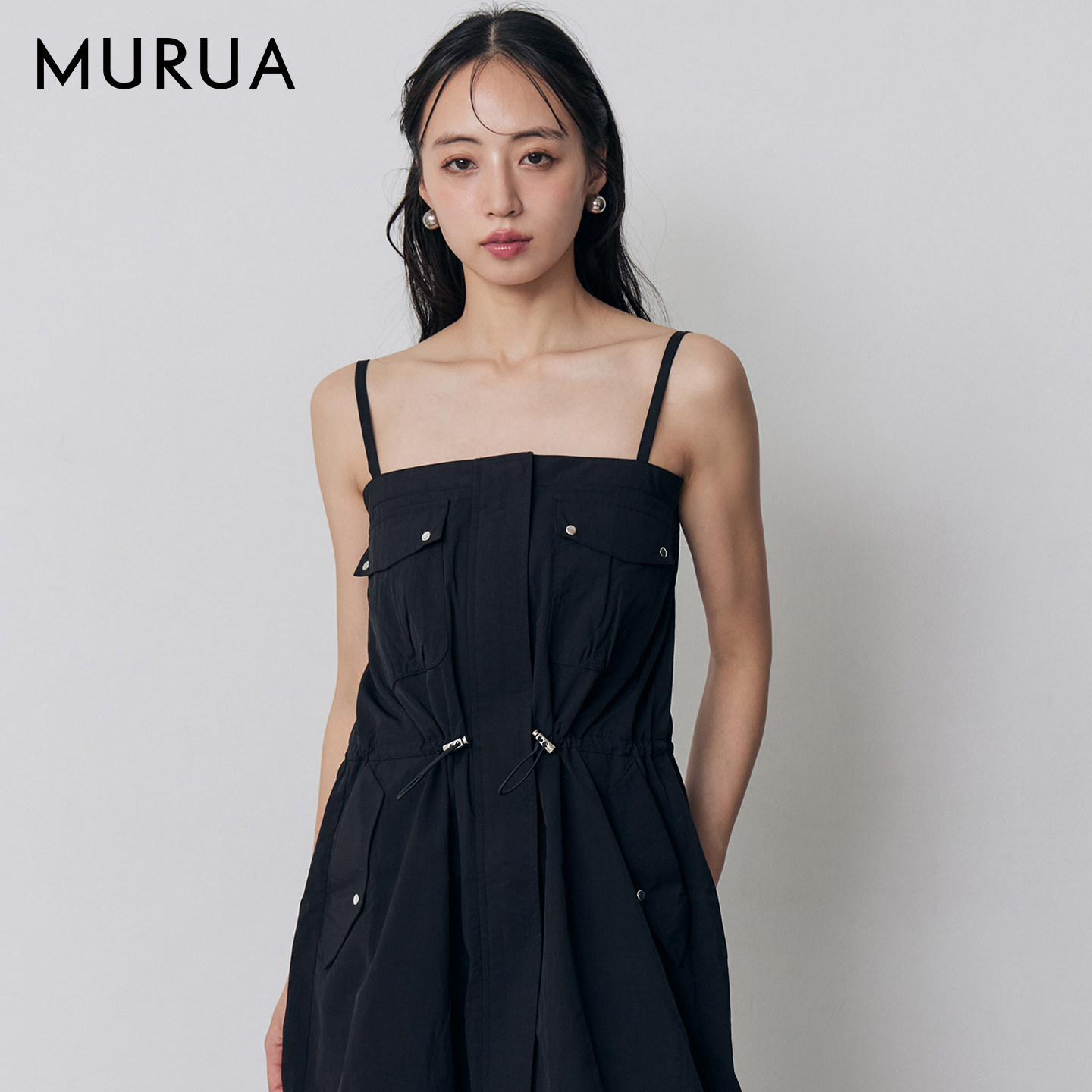 MURUA2026夏季新品女小个子连衣裙日系收腰吊带工装裙0126303051