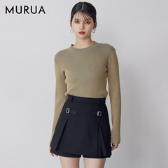 MURUA2冬季新品修身显瘦半高领罗纹撞色混纺毛针织衫0125626002