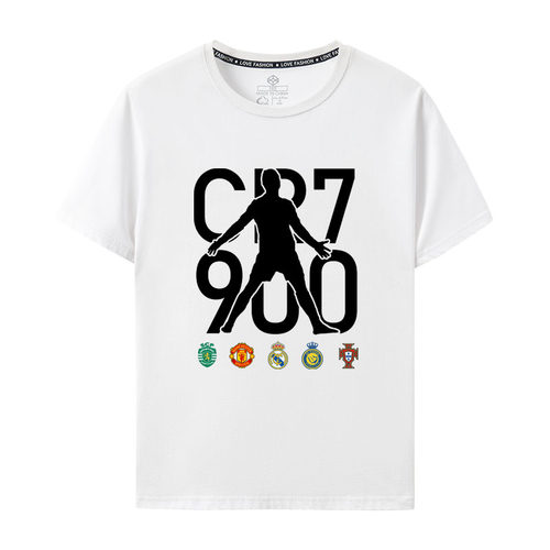 C罗900球纪念短袖T恤纯棉CR7利雅得胜利CR900男女款衣服葡萄牙队
