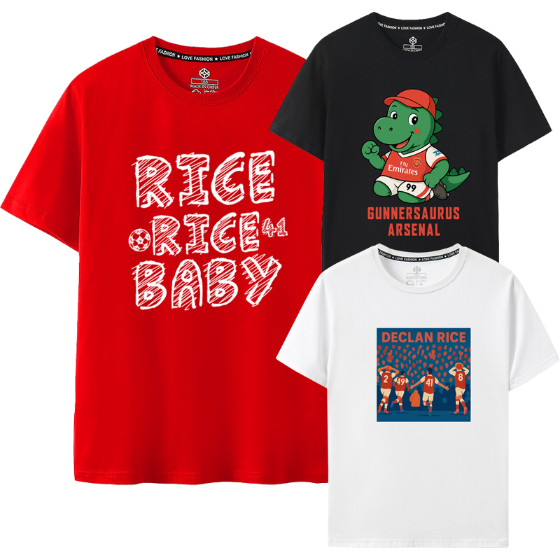 阿森纳球迷短袖T恤德克兰赖斯大米宝宝rice rice baby纯棉枪手龙