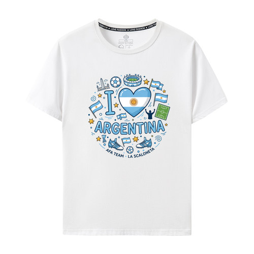 原创设计]阿根廷国家队T恤2026世界杯梅西球迷短袖纯棉上衣男女款