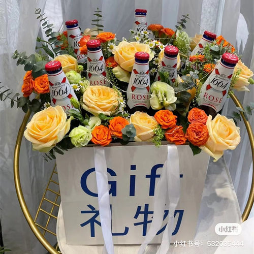 网红款方形牛皮纸袋幸运爱心鲜花