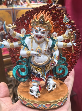 白六臂/玛哈嘎拉/大黑天/白玛哈嘎拉/六臂白怙主/白怙主/15cm财神