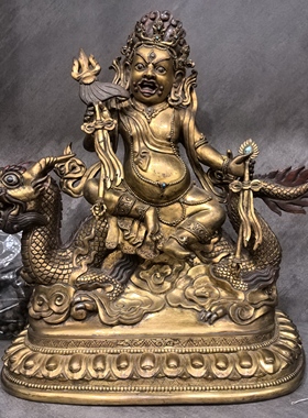 白财神/骑龙财神/藏巴拉/赞巴拉/36cm尼泊尔释迦族名家鎏金佛像