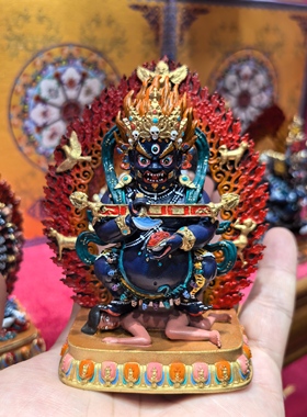 玛哈嘎拉/宝帐怙主/大黑天/红棒玛哈嘎拉/11cm紫铜佛像摆件