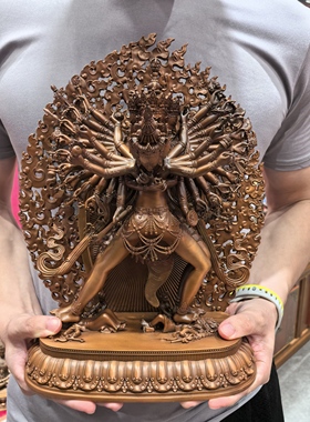 时轮金刚/堆科/洞阔尔/34cm梵天藏传佛堂红铜铜像供奉摆件/大威德