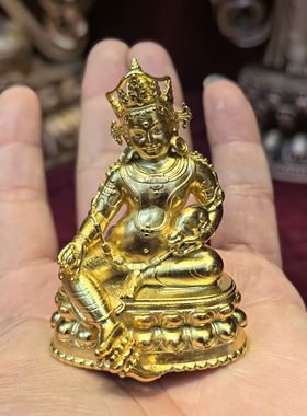 黄财神/赞巴拉/藏巴拉/五色财神/梵天藏传6.5cm金铜佛像供奉摆件