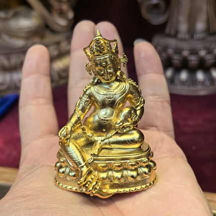 黄财神/赞巴拉/藏巴拉/五色财神/梵天藏传6.5cm金铜佛像供奉摆件