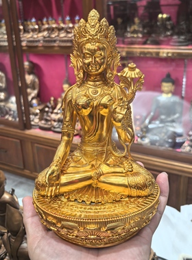 白度母/白度姆/度母/度姆/度母菩萨/21cm镀金佛像梵天供奉摆件