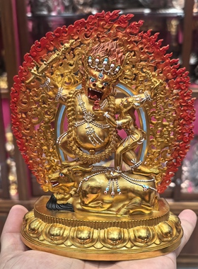 阎魔敌/却甲/地狱主/俱誓法王/阎罗王/阎魔护法/曲杰15cm铜佛像