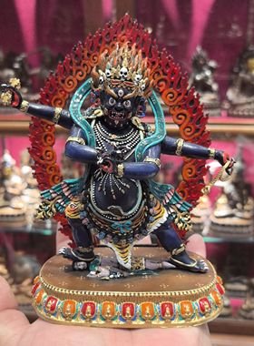 金刚手/四臂金刚手/金刚手菩萨/秘密主/恰那多杰17cm彩绘佛像摆件