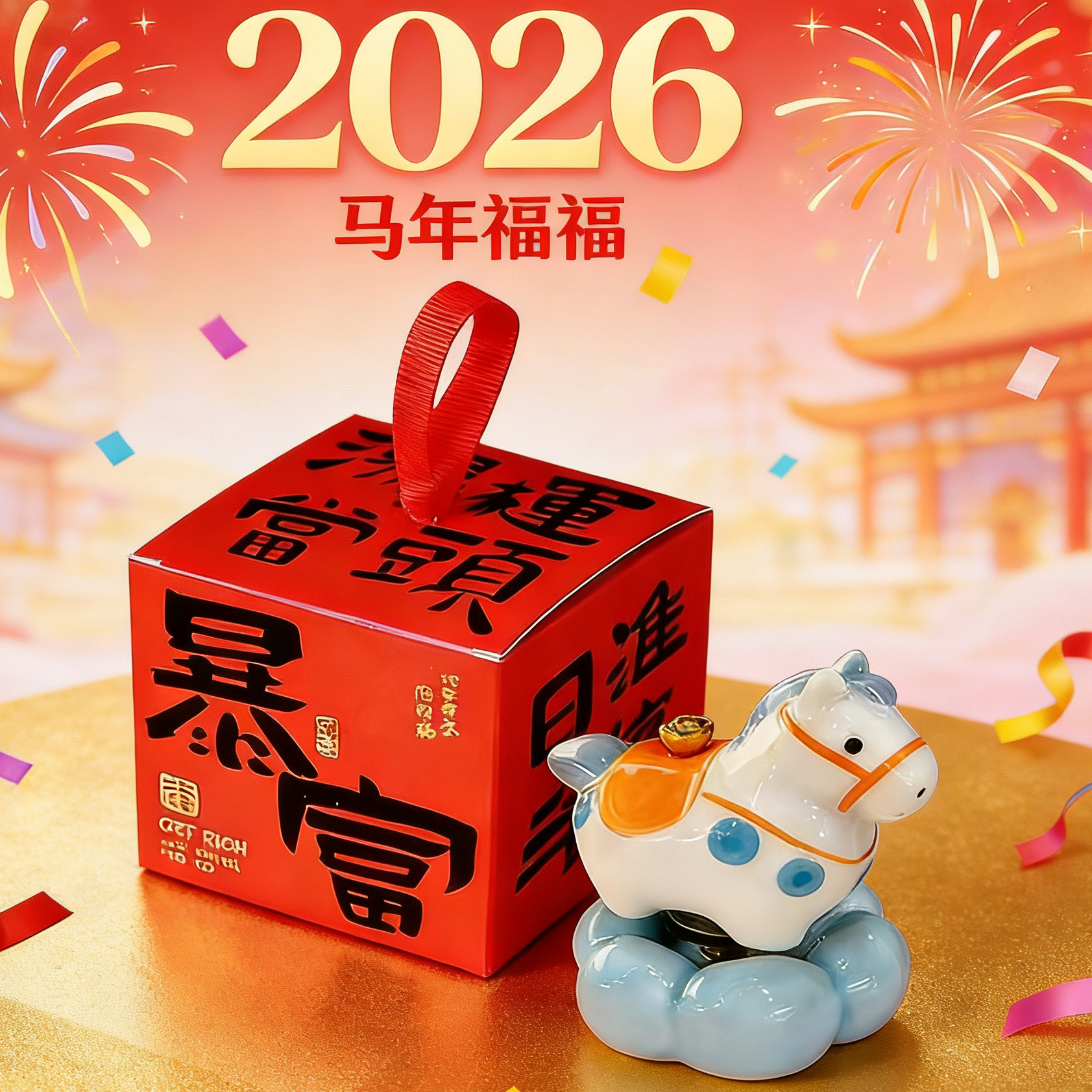 唐三彩马年礼物网红转转时来运转马上有钱陶瓷陶瓷福禄小摆件,家居饰品,桌面摆件,淘宝优惠券,粉丝福利购,淘宝优惠卷