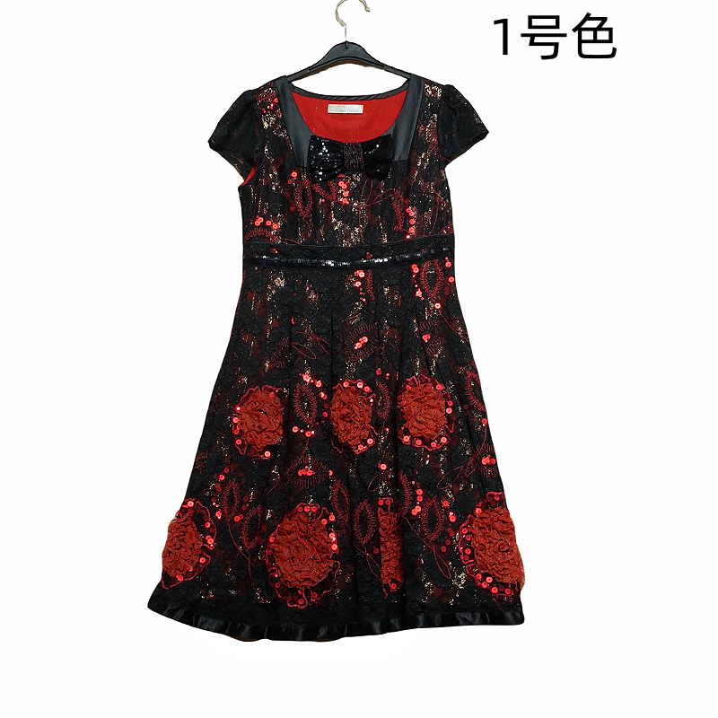 时尚A字花色收腰气质女款连衣裙