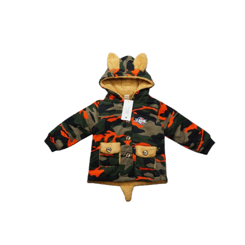 迷彩风连帽棉服男童加厚保暖外套