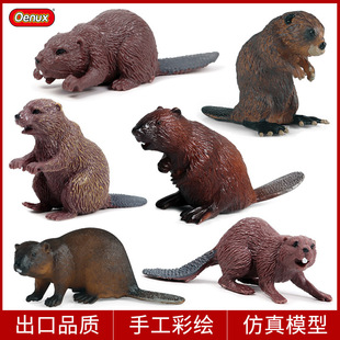 儿童认知早教玩具仿真海狸河狸模型野生动物花园盆栽装饰品手办