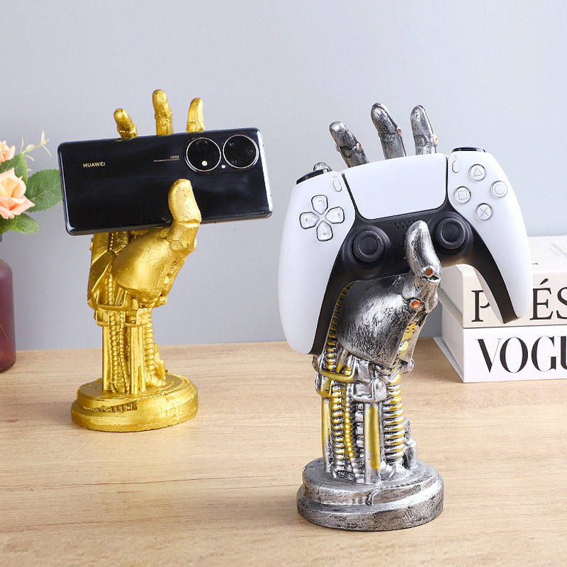 赛博朋克机械手树脂工艺摆件 XBOX switch 游戏手柄桌面支架