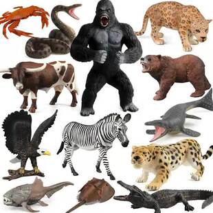 外贸热销仿真动物驯鹿松鼠红狐动物模型套装白尾鹿实心手办