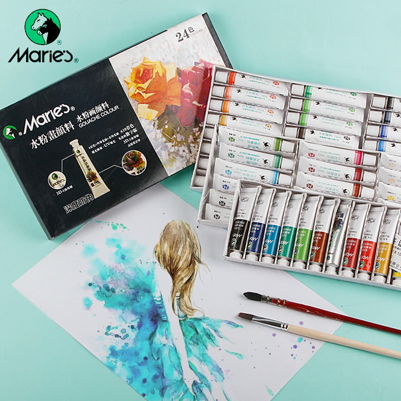 马利牌水粉颜料套装用液体手绘