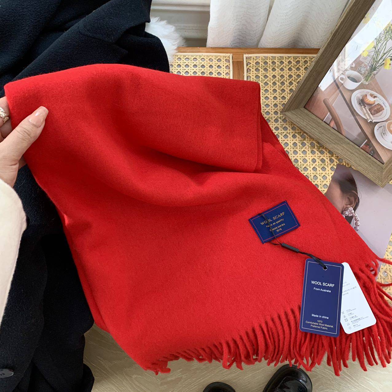 定制logo新年纯色大红色羊毛围巾男女秋冬季披肩百搭长款围脖年会,服饰配件/皮带/帽子/围巾,围巾/丝巾/披肩,淘宝优惠券,粉丝福利购,淘宝优惠卷