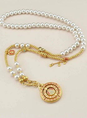 新中式国风珍珠可转动葫芦项链串珠长款高级感毛衣链配饰唐装简约