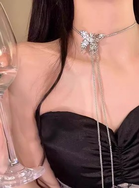 可抽拉立体蝴蝶长款项链