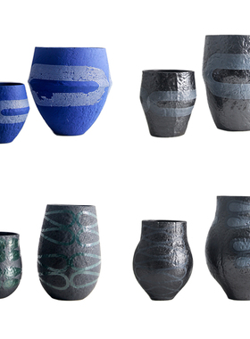 简约新中式陶瓷大口插花器花瓶