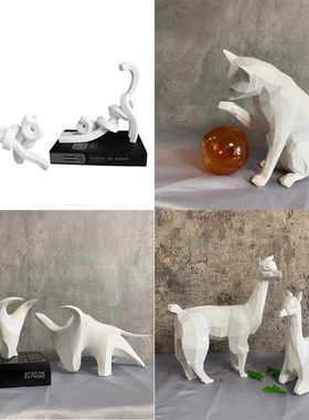 简约抽象藤条曲线猫摆件动物