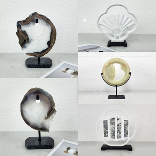 现代新中式天然玉石玛瑙玉璧屏风摆件家居样板间酒店客厅玄关装饰