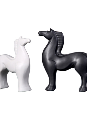 陶瓷小马新中式风样板房间摆件