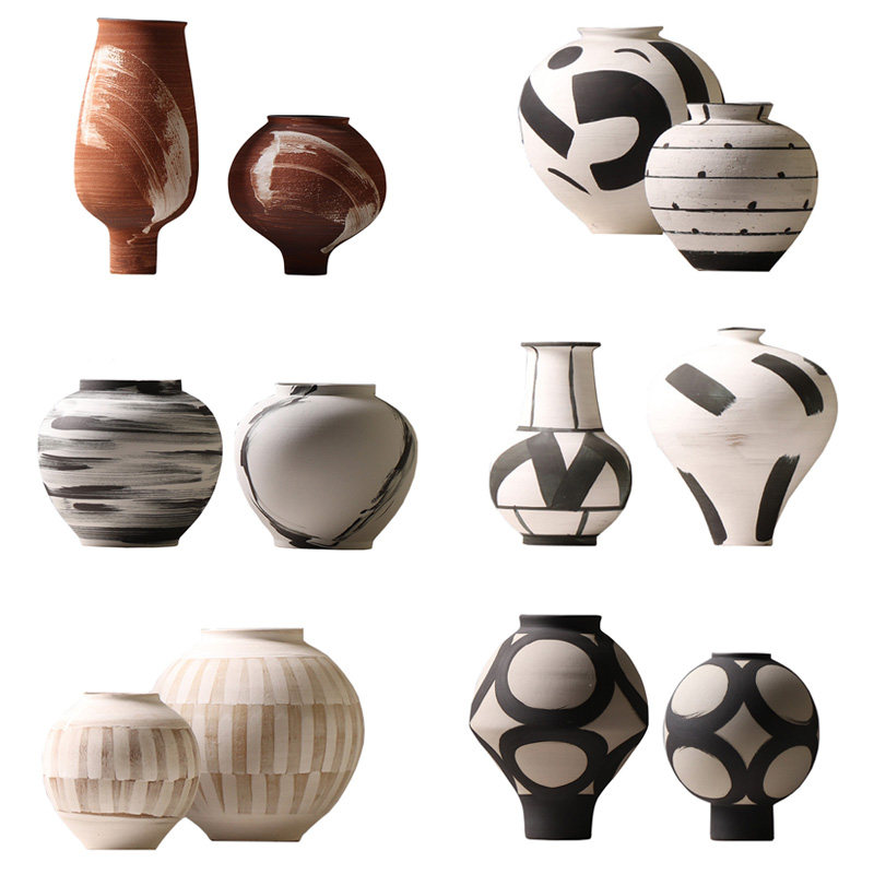 新中式侘寂风手绘陶瓷罐花瓶摆件样板间酒店民宿客厅玄关花器装饰,家居饰品,装饰摆件,淘宝优惠券,粉丝福利购,淘宝优惠卷