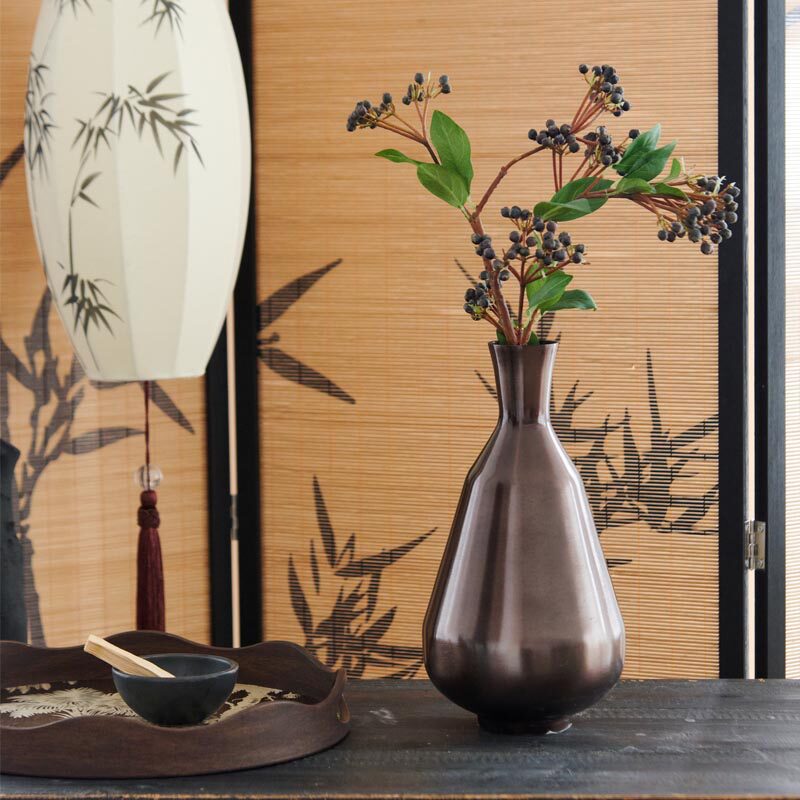 新中式禅意墨韵小口花器摆件花瓶