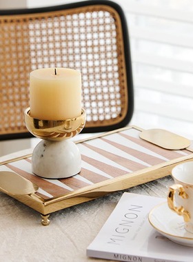 拼接双色长方形托盘欧式轻奢装饰