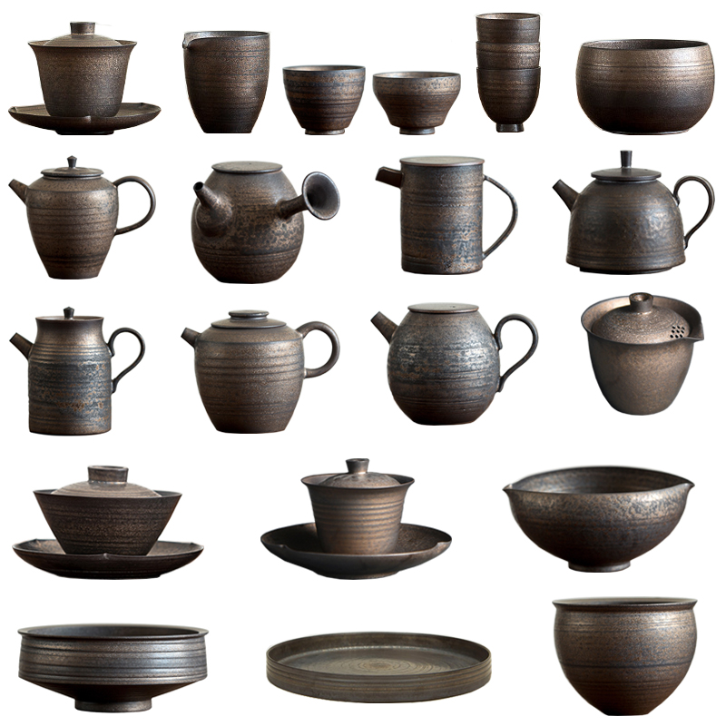 新中式鎏金陶瓷茶具套装装饰摆件