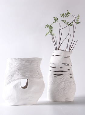 极简风波浪纹样板房间创意陶瓷