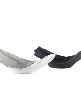 新中式风哑光黑白陶瓷树皮托盘