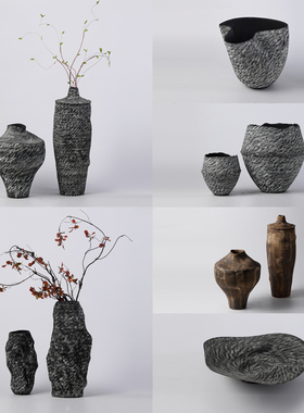 新中式复古怀旧侘寂风陶瓷花瓶