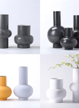 新中式高级灰白灯笼形陶瓷花瓶