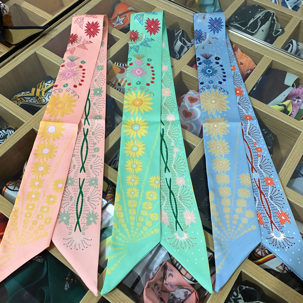 韩版春季新款塔罗牌小雏菊女士缠绑包手柄丝带发带小领巾围巾