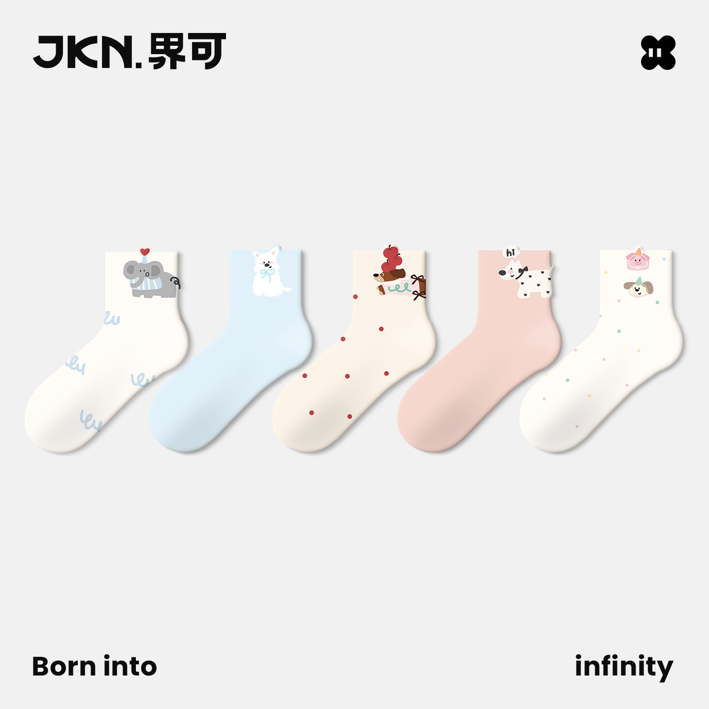 JKN袜子女款短袜春秋2026新款爆款ins潮卡通可爱无骨运动短筒袜棉