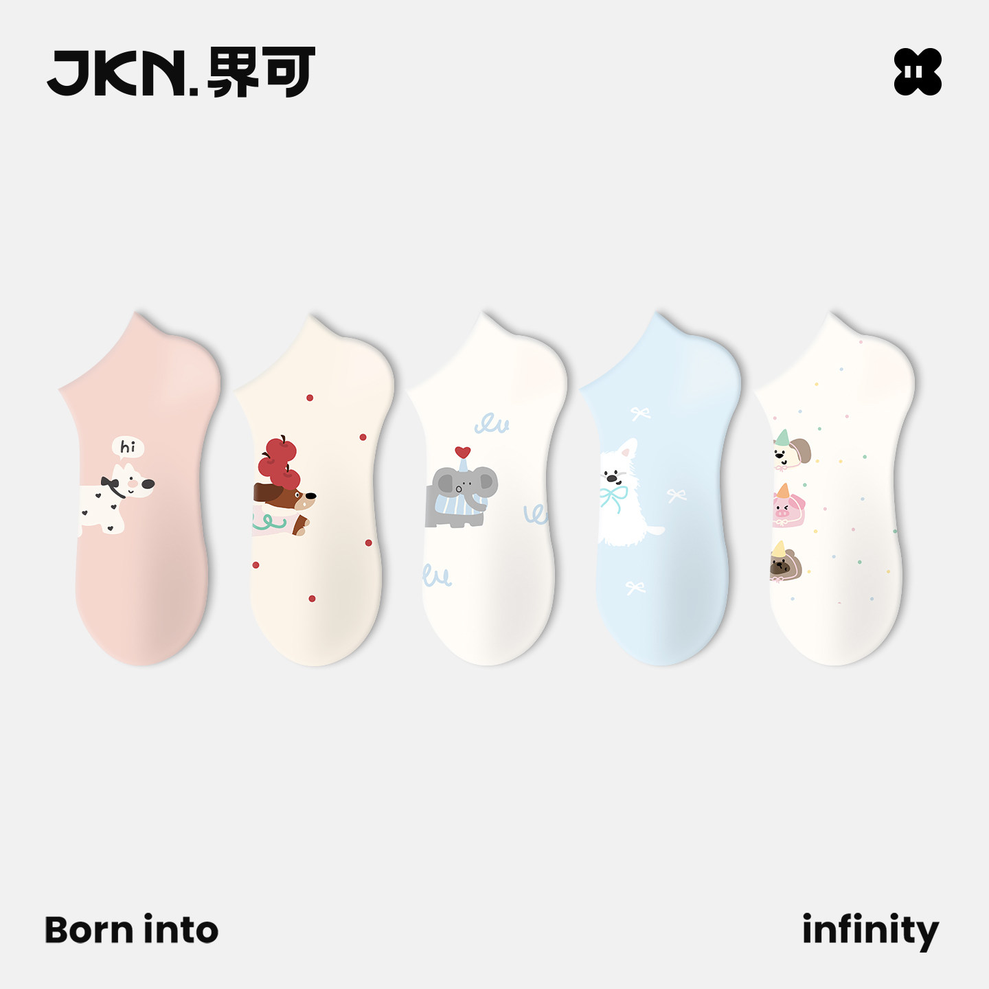 JKN袜子船袜短袜浅口防滑隐形不掉跟女春夏薄款卡通可爱无骨网眼