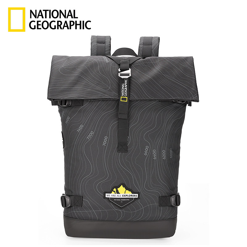 国家地理双肩包男休闲背包大容量电脑书包女学生运动旅行 等高线