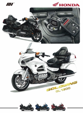 MOTORHELIX 1:6金翼Gold Wing GL1800树脂摩托车模型限量收藏摆件