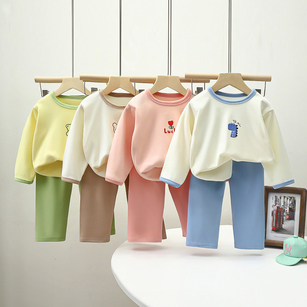 儿童内衣套装秋季新款校服男童德绒衣服女童保暖家居服童装