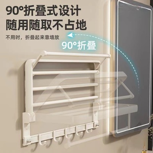 毛巾架免打孔卫生间浴巾架挂架套件厕所洗澡间浴室架子置物架收C