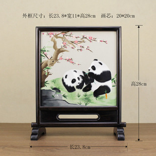 1特色手工艺苏州刺绣双面绣摆件摆台屏风新中式非遗实木客厅装饰